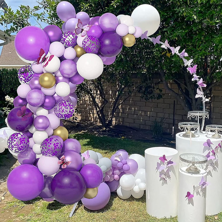 MMTX Arch Balloon Garland Wedding 108Pcs Purple White Butterfly